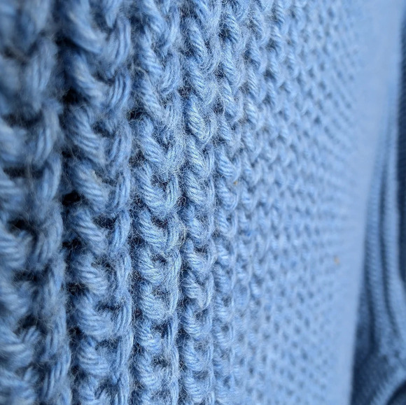 TALBOTS Blue Scoop Crew Neck Patterned Knit 100% Cotton Sweater Womans Medium - Picture 7 of 7